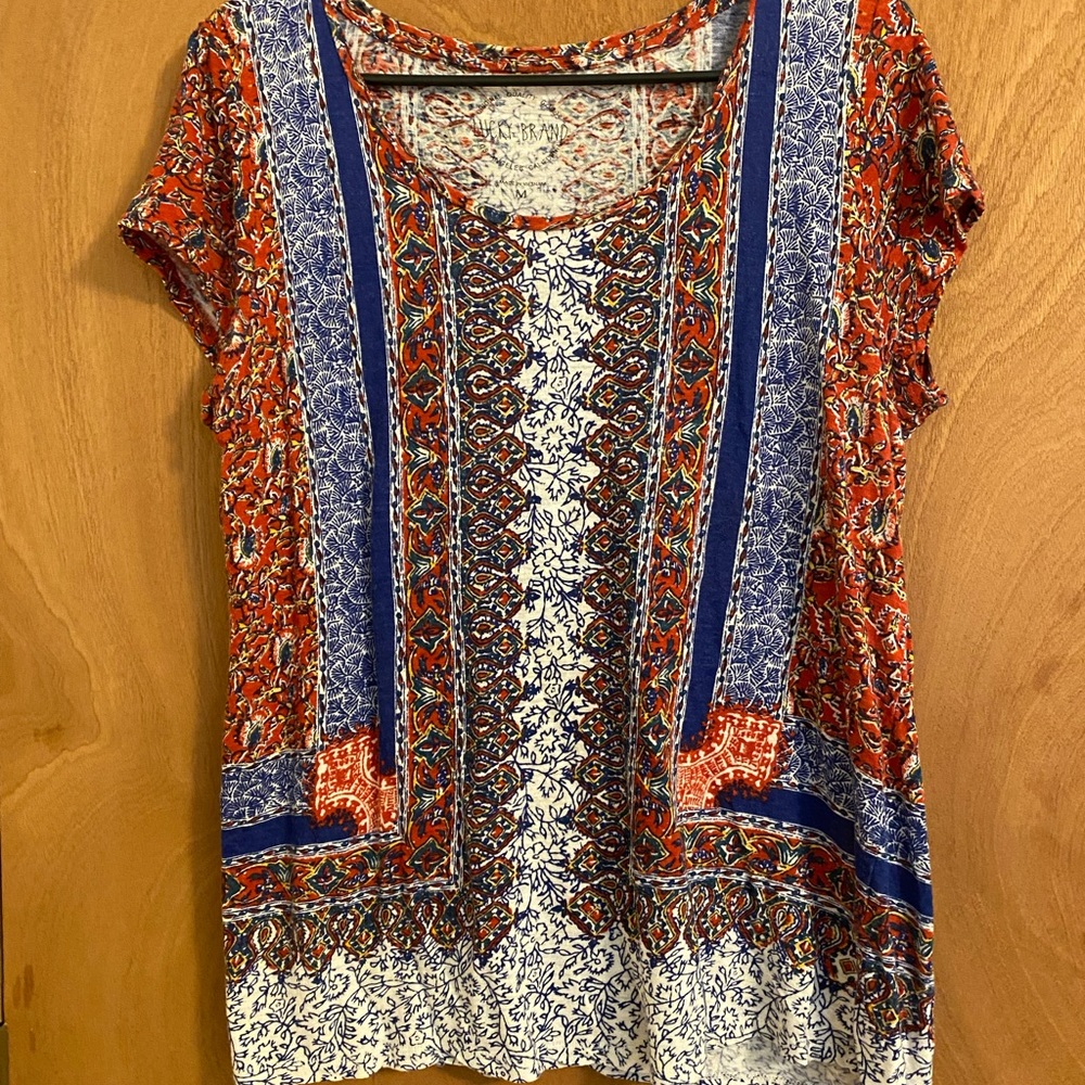 Lucky Brand, Size Medium, Red, white, blue, and yellow.